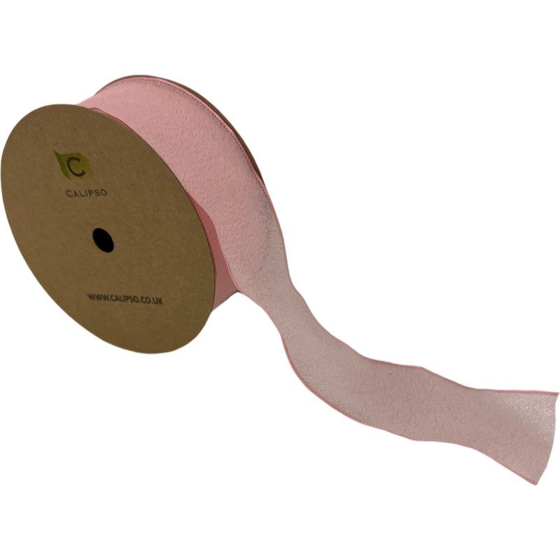 Crushed Silk Ribbon 40mm x 10yds Pink-0