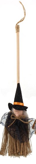 34cm Witch On Broom Hanger Grey (N50614)-0