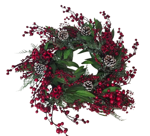 Hawthorn & Pinecone Wreath 66cm-0