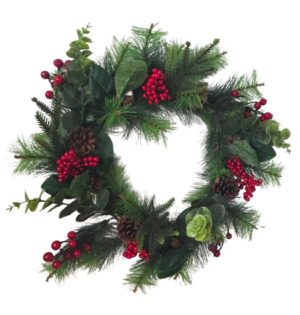 Wreath Woodland Euc & Berries 55cm-0
