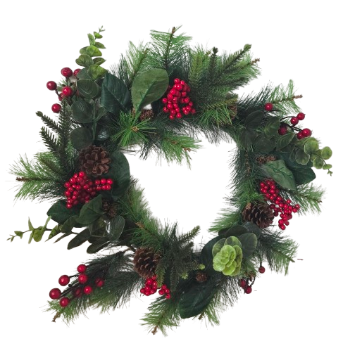 Wreath Woodland Euc & Berries 55cm-0