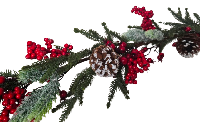 Winter Berry & Pinecone Garland 180cm-0