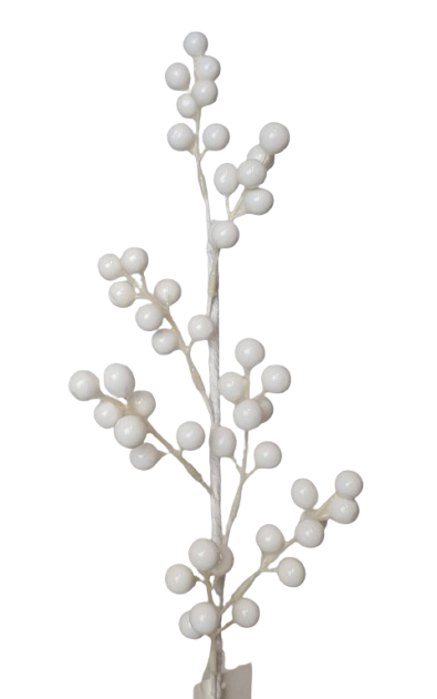 58cm Single Berry Stem White-0