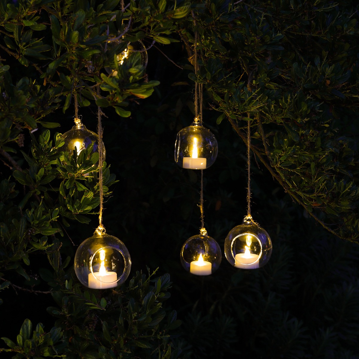 Set of 6 Battery T-Lights In Glass Bubble-27466