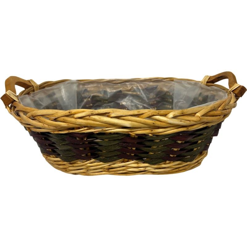 Green & Burgundy Oval Tray 42 x 30 x 14.5cm