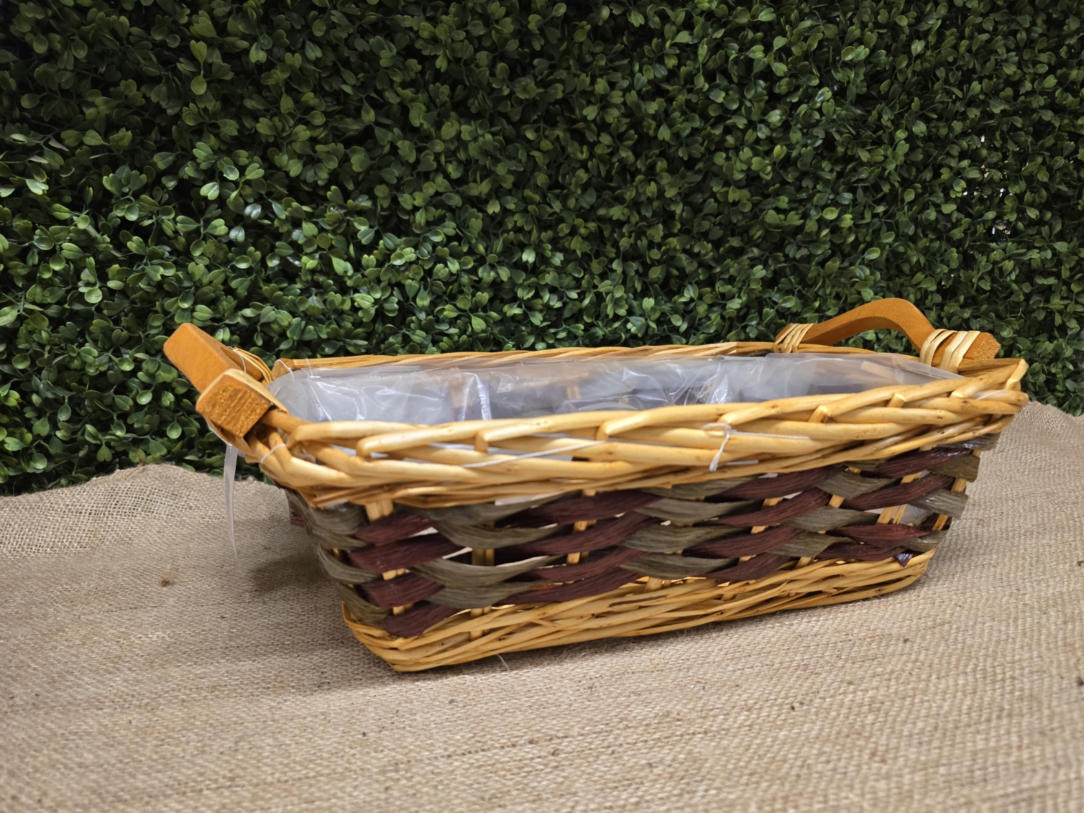 Green & Burgundy Rectangle Tray 39 x 29 x 14.5cm