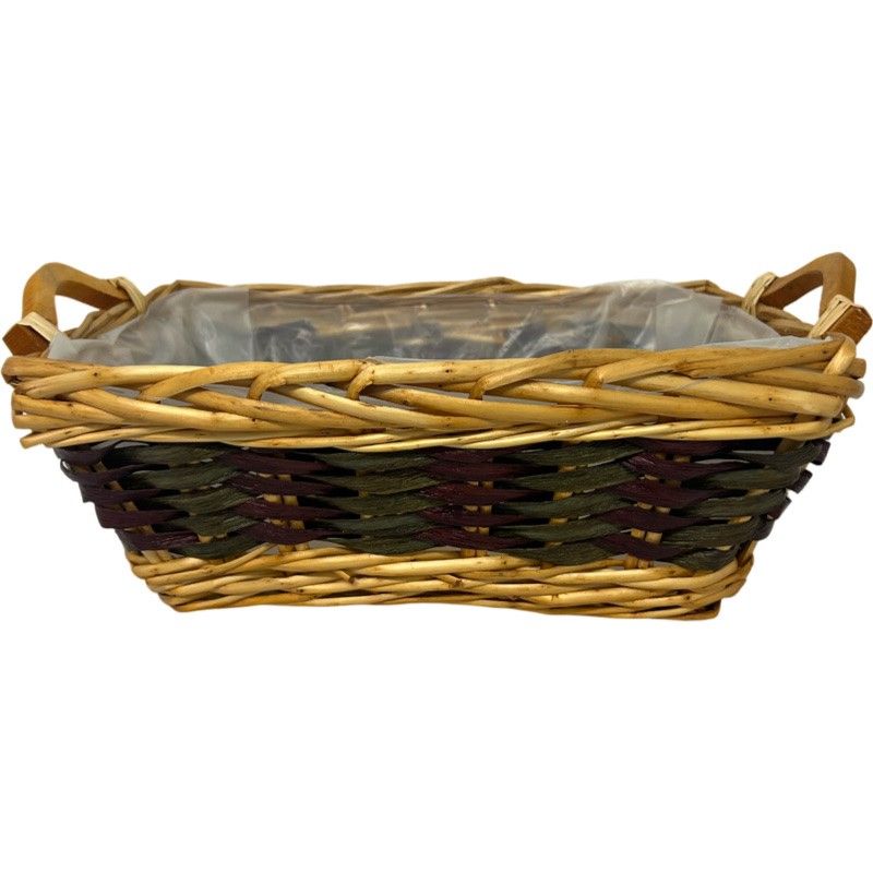 Green & Burgundy Rectangle Tray 39 x 29 x 14.5cm