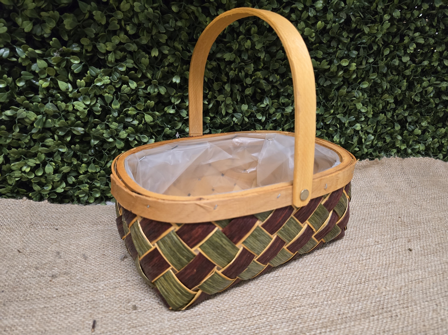 Green & Burgundy Trug 28 x 21 x 10cm