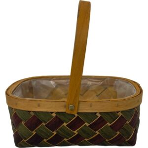 Green & Burgundy Trug 28 x 21 x 10cm-0