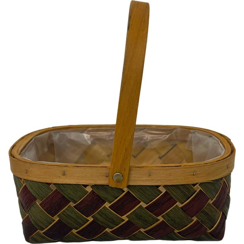 Green & Burgundy Trug 28 x 21 x 10cm-0