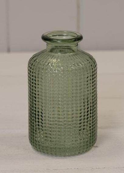 Vintage Green Dimpled Glass Bottle (10cm)