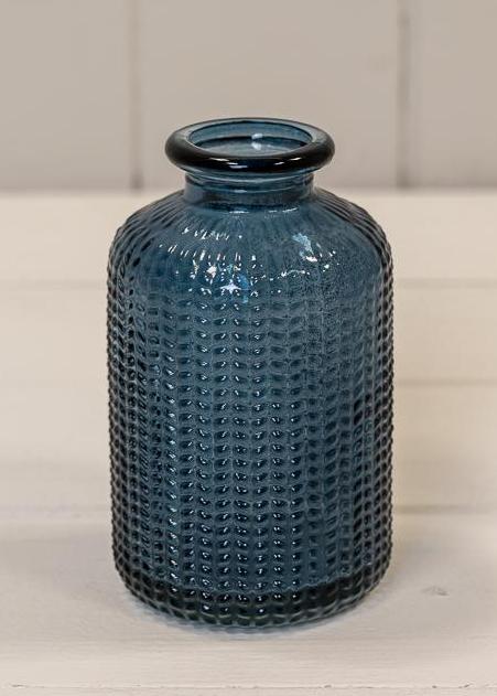 Blue Dimpled Glass Bottle (10cm)