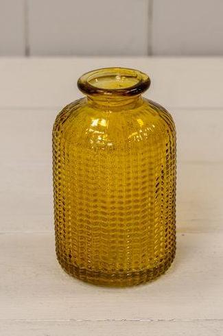 Yellow Dimpled Glass Bottle (10cm)