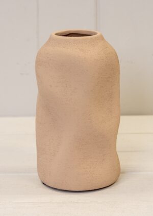 Tan Medium Textured Sculptured Vase 17cm-0