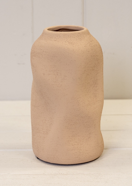 Tan Medium Textured Sculptured Vase 17cm-0