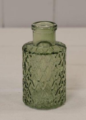 Vintage Green Mini Geometric Glass Bottle (9.2cm)-0