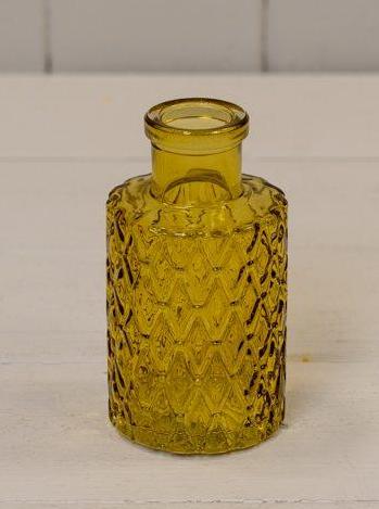 Yellow Mini Geometric Glass Bottle (9.2cm)-0