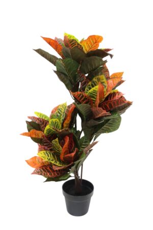 Artificial Real Touch Croton Tree Green/Orange 100cm-0