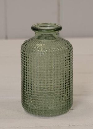 Vintage Green Dimpled Glass Bottle (10cm)