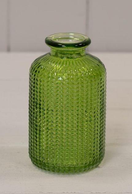 Emerald Green Dimpled Glass Bottle (10cm)-0