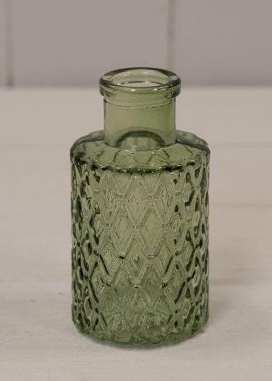 Vintage Green Mini Geometric Glass Bottle (9.2cm)-0