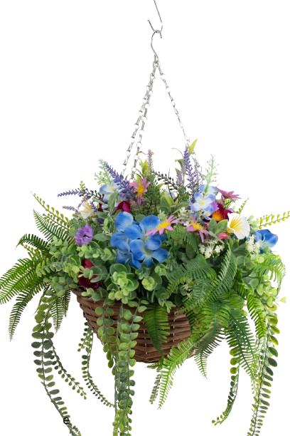 Hanging Basket W/Assorted Flowers 30cm Basket-0