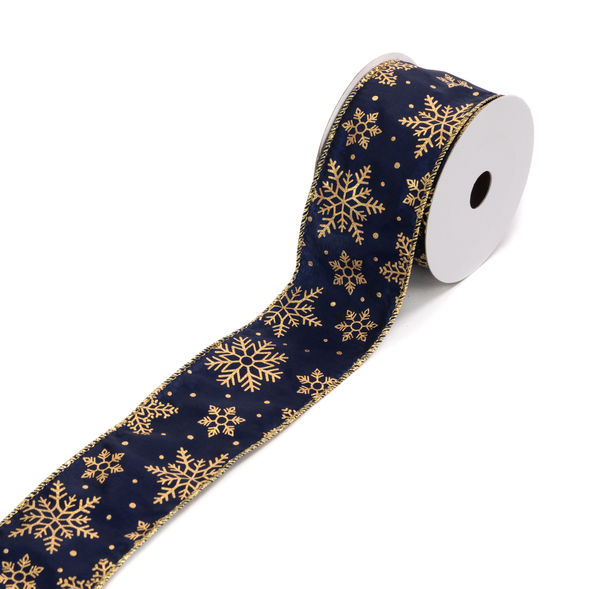 Snowflake Ribbon 2.5"X10y Blue/Gold-0