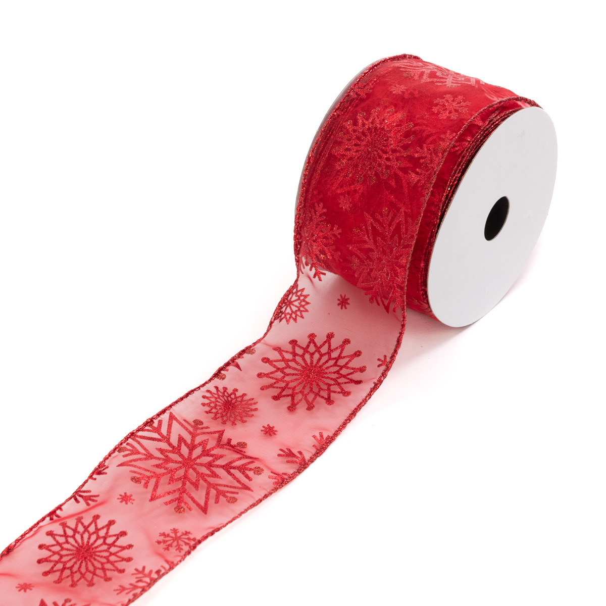 Snowflake Ribbon 2.5"X10y Red-0