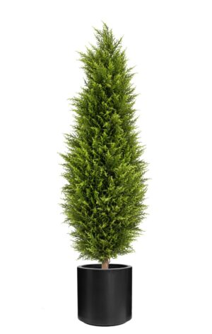 Artificial UV Cypress Tower 120cm In Stockholm Pot Black