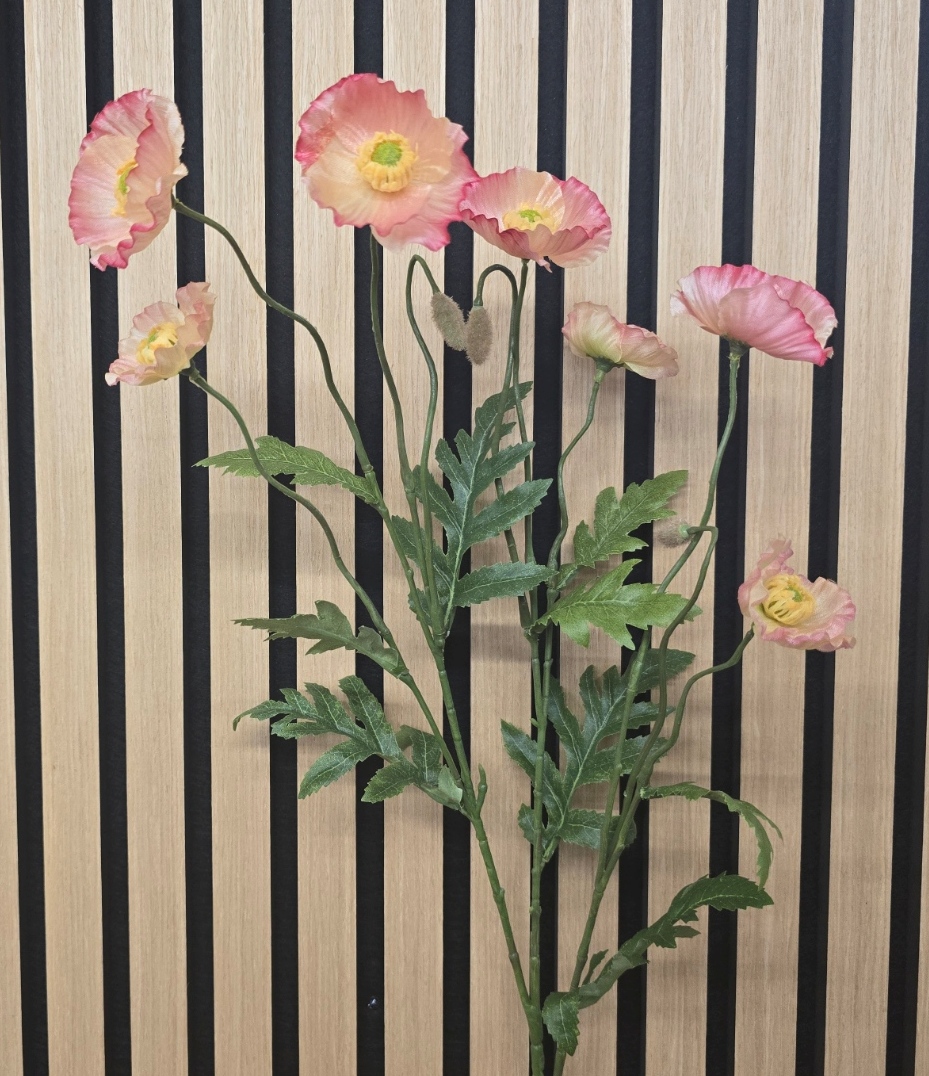 Artificial Poppy Spray 78cm Pink