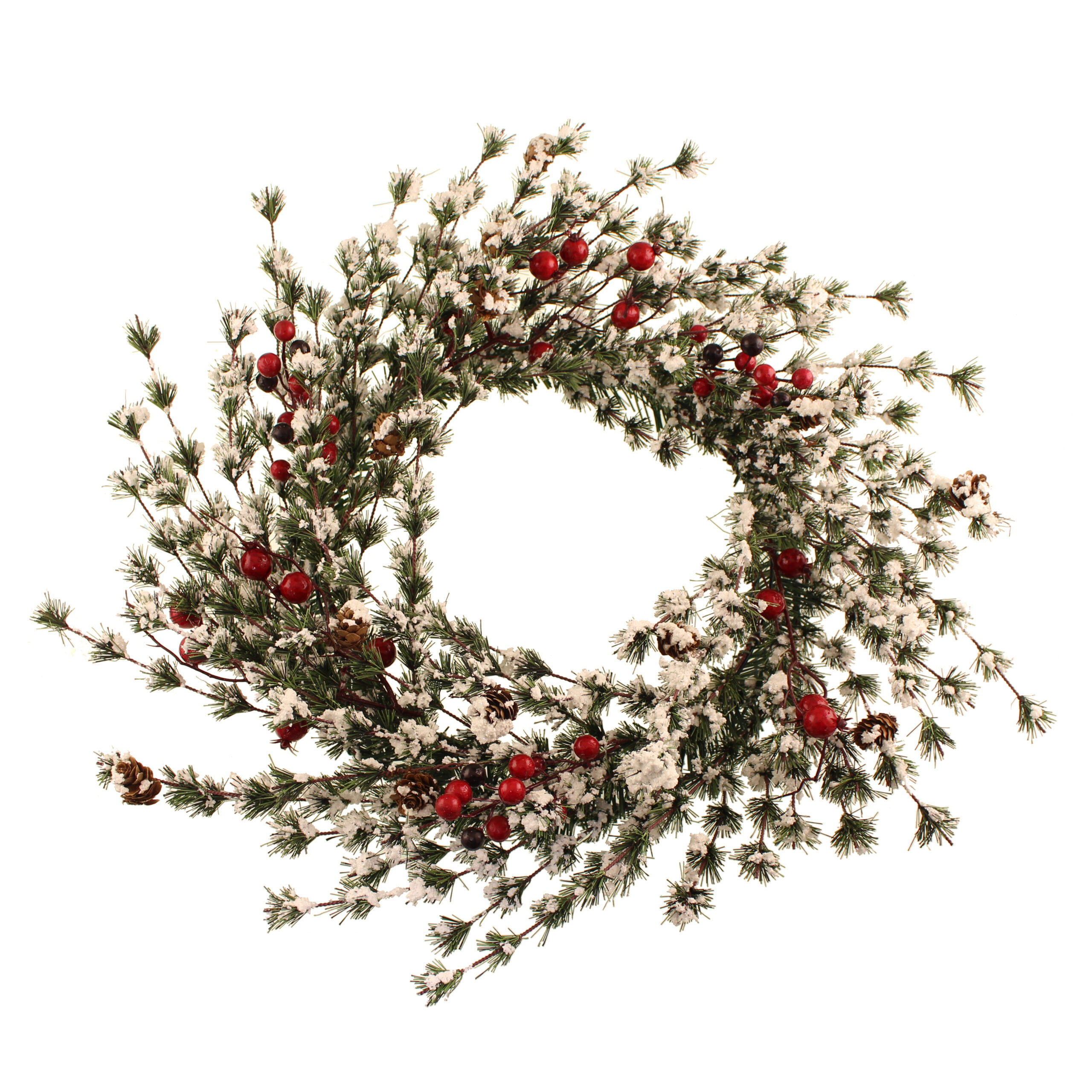 60cm Snowy Pine Wreath with Berries