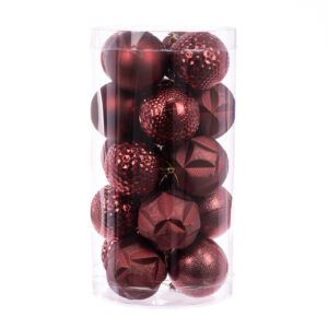 Burgundy Christmas Baubles Shatterproof 8cm Pack of 20