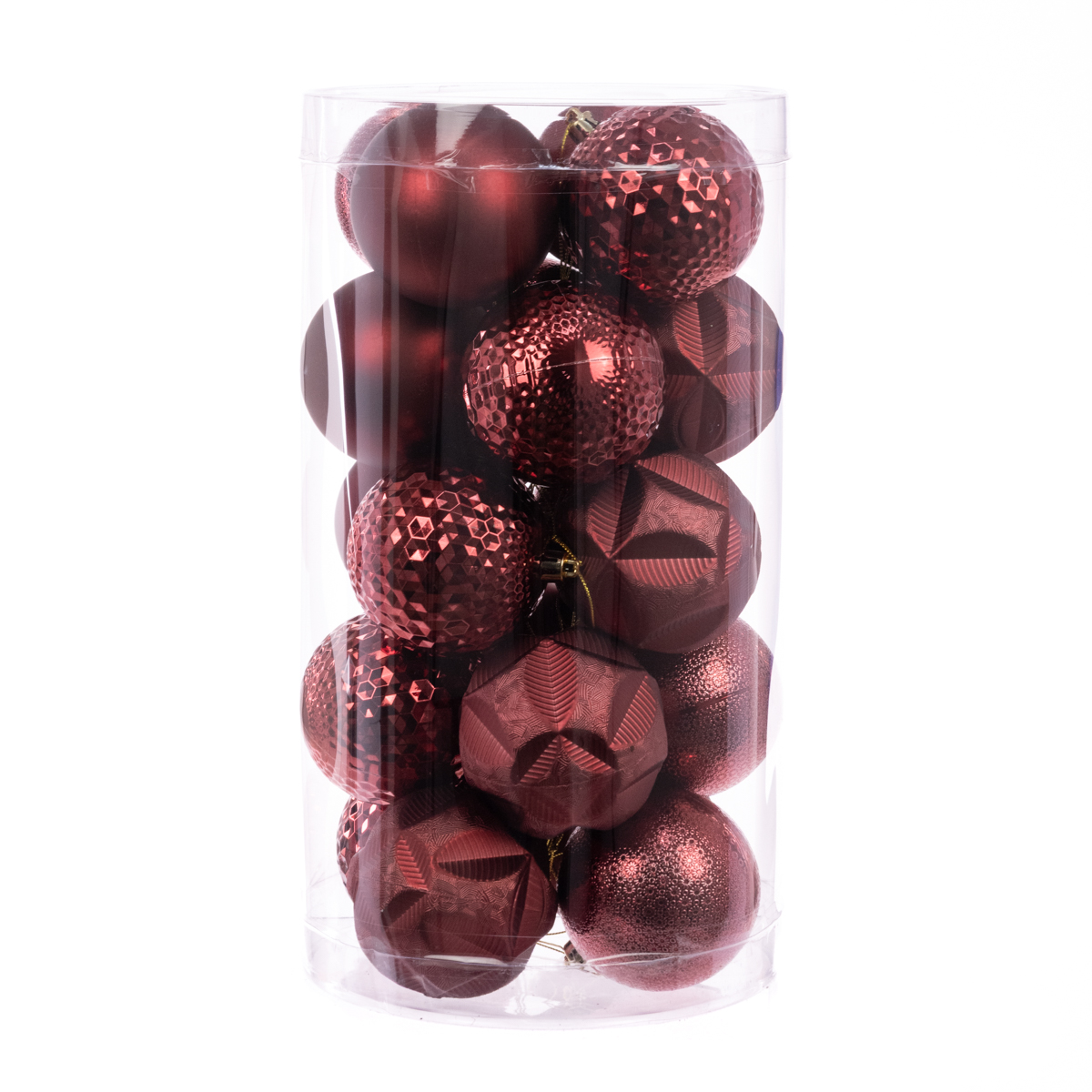 Burgundy Christmas Baubles Shatterproof 8cm Pack of 20