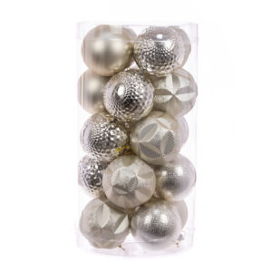 Champagne Christmas Baubles Shatterproof 8cm Pack of 20