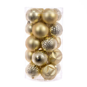 Gold Christmas Baubles Shatterproof 8cm Pack of 20