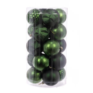 Green Christmas Baubles Shatterproof 8cm Pack of 20