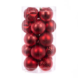 Red Christmas Baubles Shatterproof 8cm Pack of 20