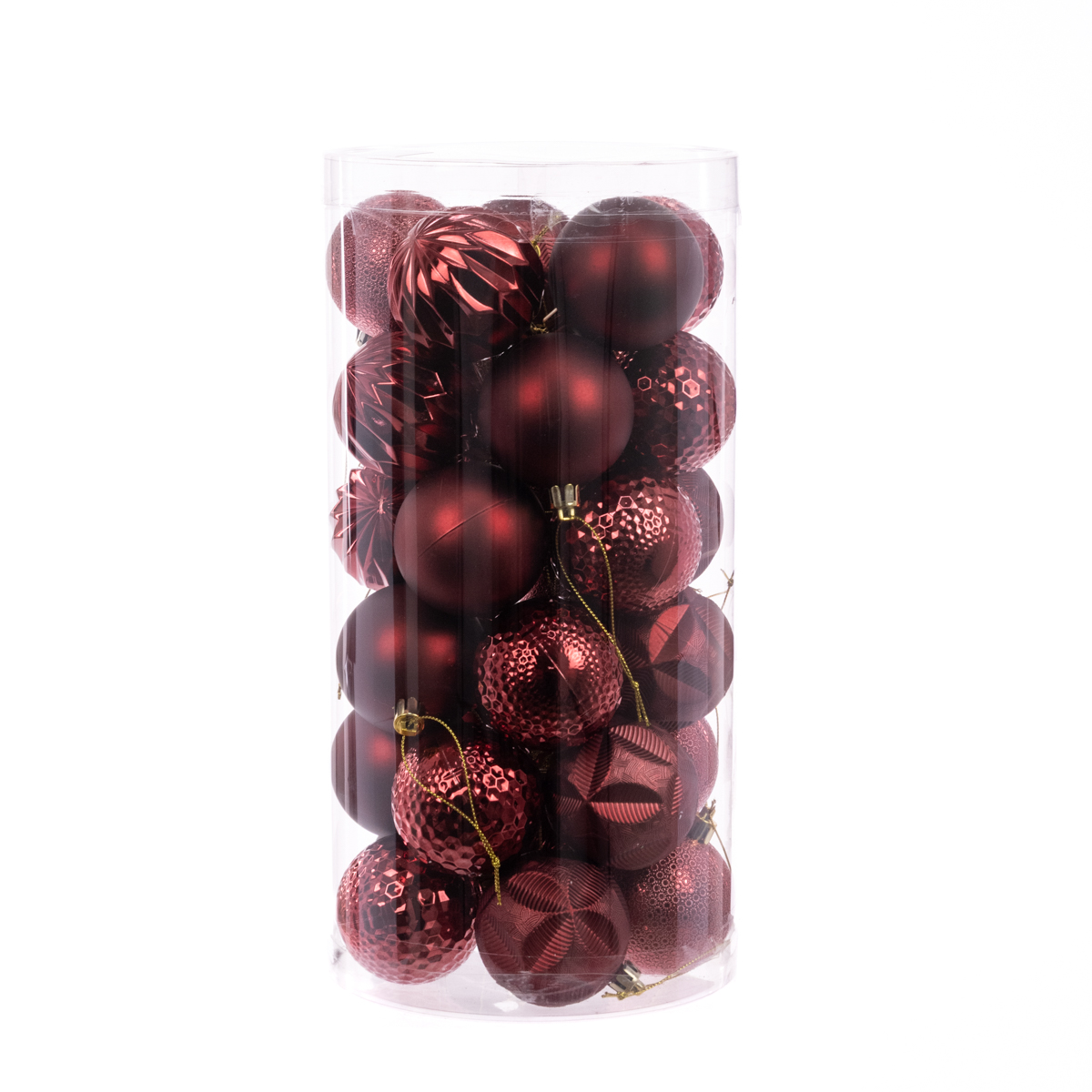 Burgundy Christmas Baubles Shatterproof 6cm Pack of 30