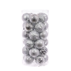 Silver Christmas Baubles Shatterproof 6cm Pack of 30