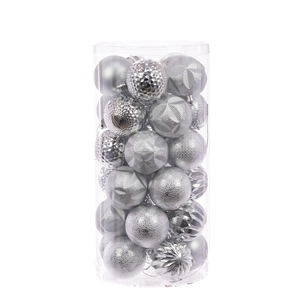 Silver Christmas Baubles Shatterproof 6cm Pack of 30