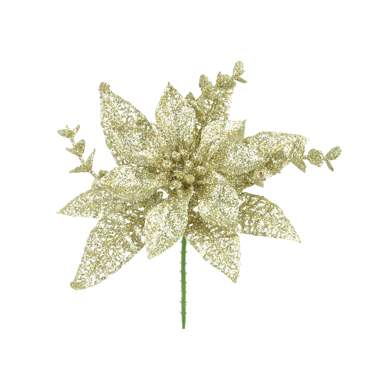 Poinsettia Christmas Pick 15cm Champagne