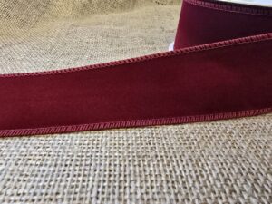 Velvet Ribbon Wired Burgundy 50mm x 10m