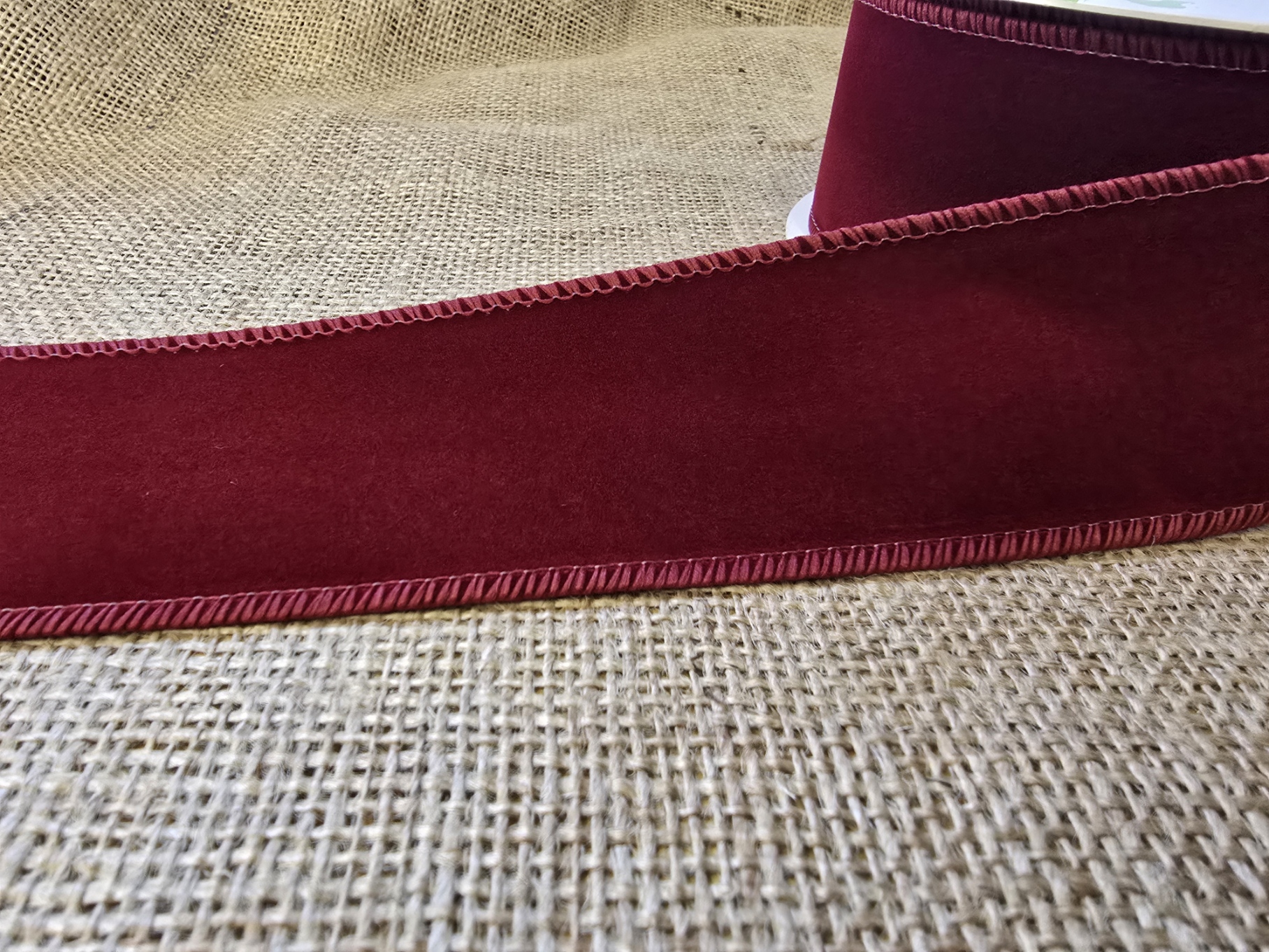 Velvet Ribbon Wired Burgundy 50mm x 10m