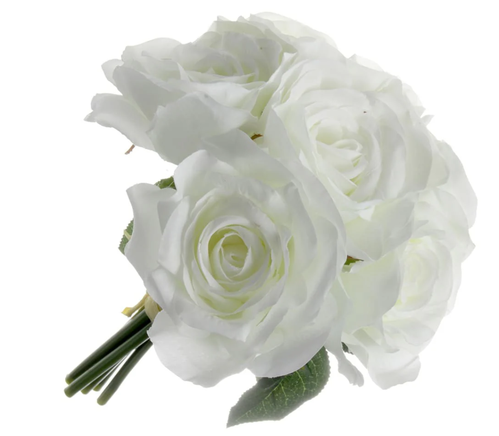 Artificial Rose Posy Ivory x 6 Heads