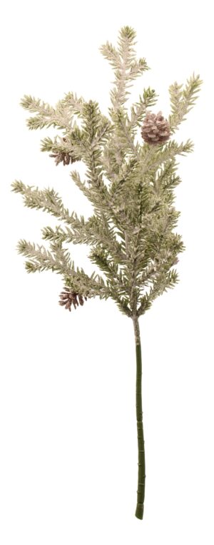 Snowy Pine Spray With pinecones 40cm