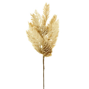 60cm Snowy Regal Pine Spray with Pinecones