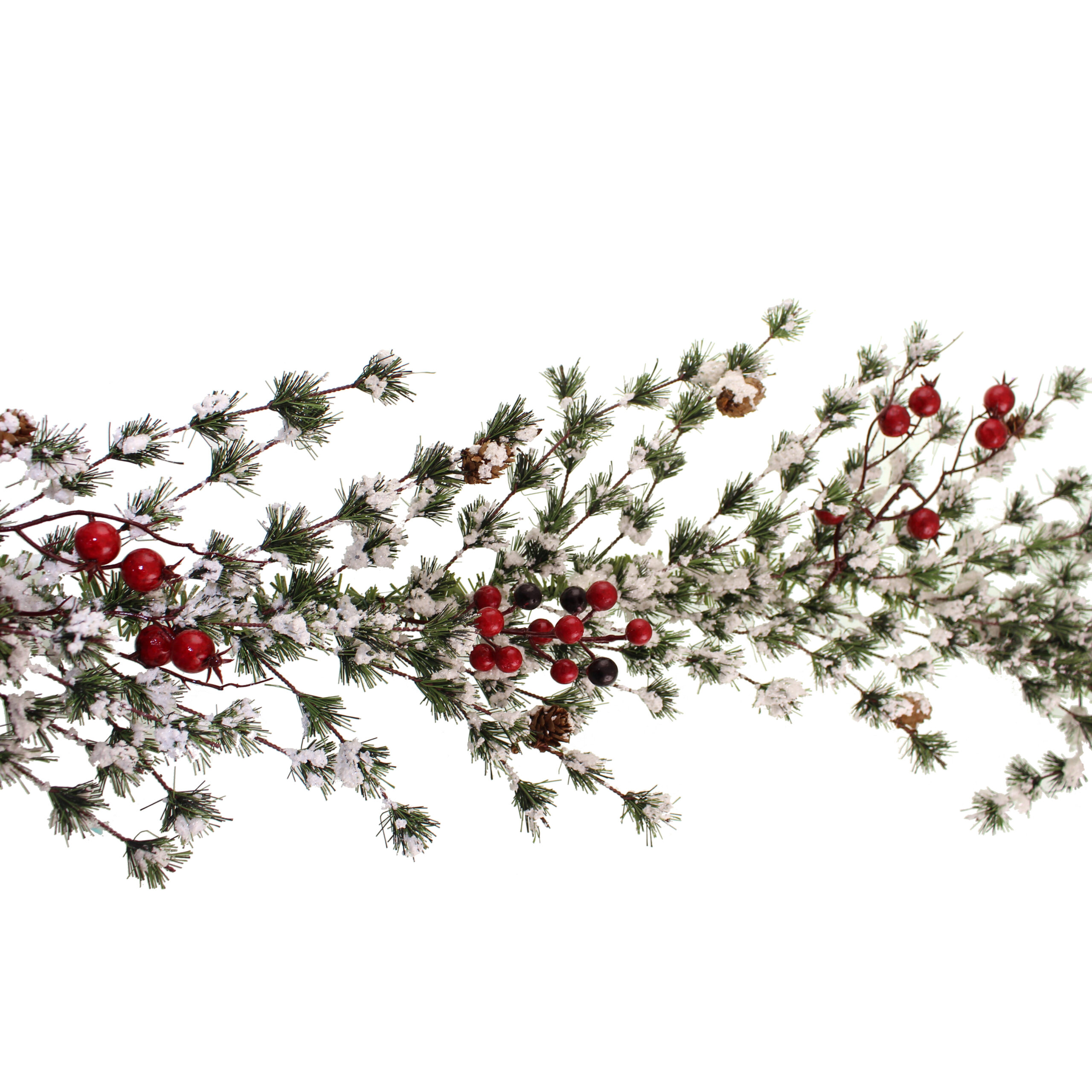 180cm Snowy Pine Garland with Berries