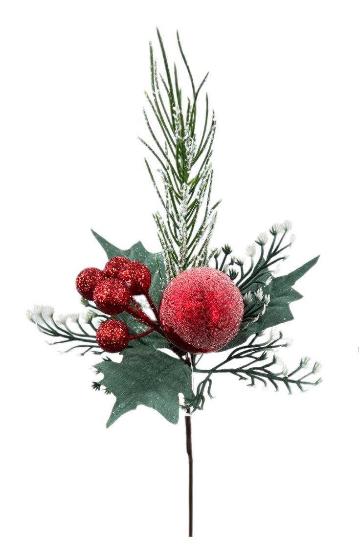 Glittered Ball Pick Red x 3