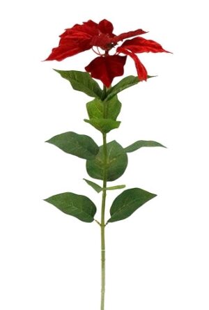 Artificial Poinsettia Deluxe Velvet Red 22cm Diameter