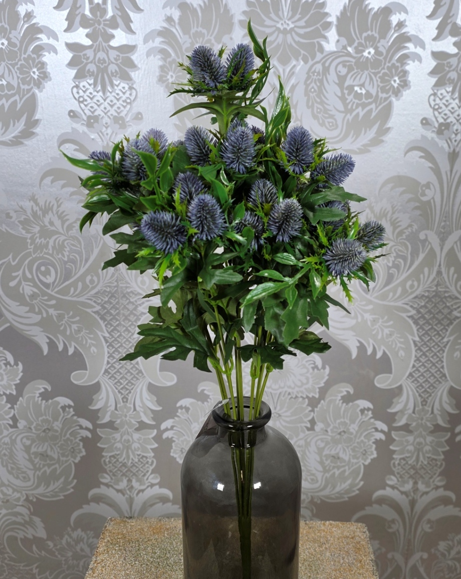 Artificial Thistle Bush Blue/Green 50cm